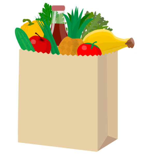 Brown paper grocery bag full of produce